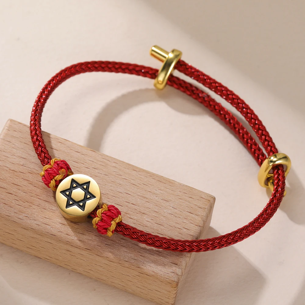 Dawapara Star of David Bracelet Adjustable Hexagram Jewish Protection Amulet Hanukkah Gift Stainless Steel Jewelry
