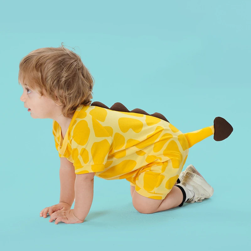 Summer Giraffe Baby Jumpsuits Cute Baby Bodysuit Boys Girls Romper Zipper Newborn Baby Clothes Short Sleeved Toddler Outfits