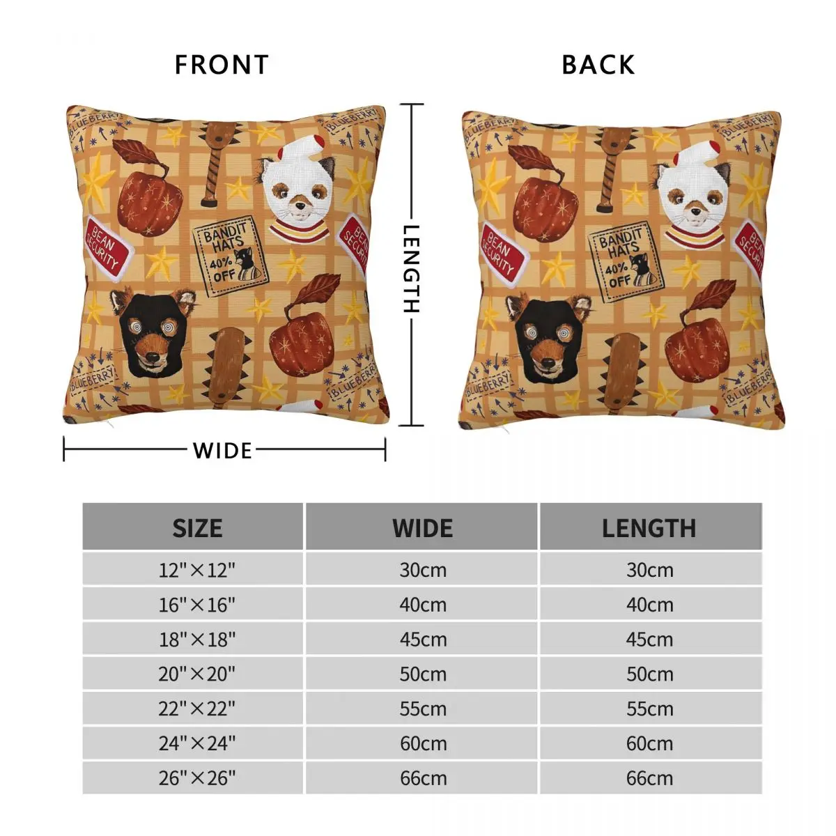 Fantastic Mr. Fox Square Pillowcase Polyester Linen Velvet Printed Zip Decorative Sofa Seater Cushion Cover