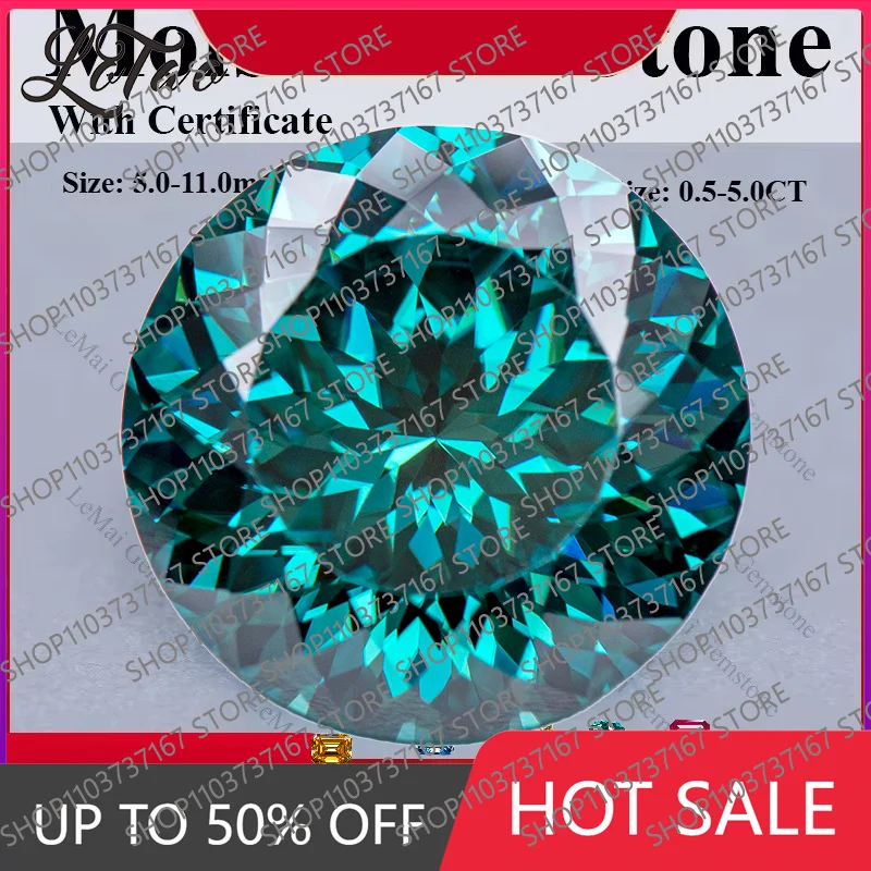 Moissanite Stone Round Cut Sea Blue Gemstone For Jewelry Making With Certificate Pass Diamond Tester