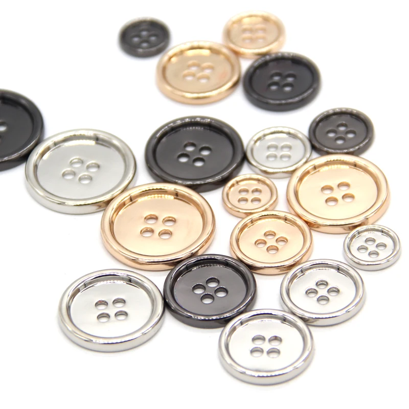 HENGC 4 Holes Light Metal Buttons For Clothing Coat Suit Jacket Knit Bags High Quality Handmade Decorations Sewing Accessories