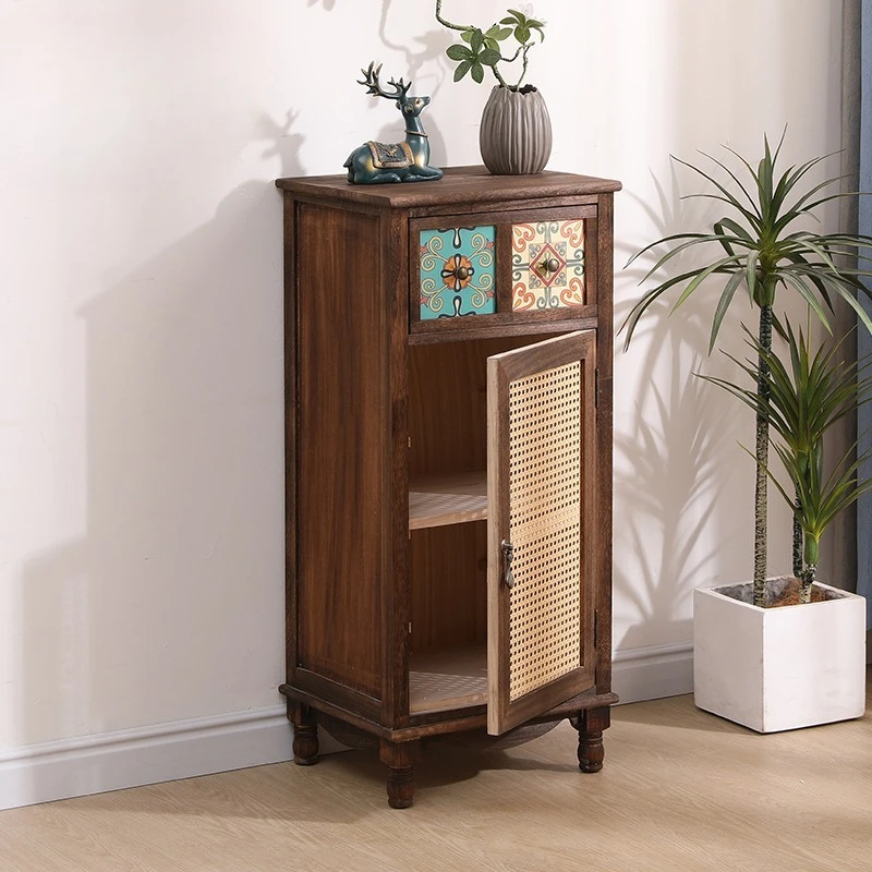 Vintage Solid Wood Organizer Cabinet, Elegant Entryway Console & Spacious Living Room Storage, Durable Classic Design Cupboard