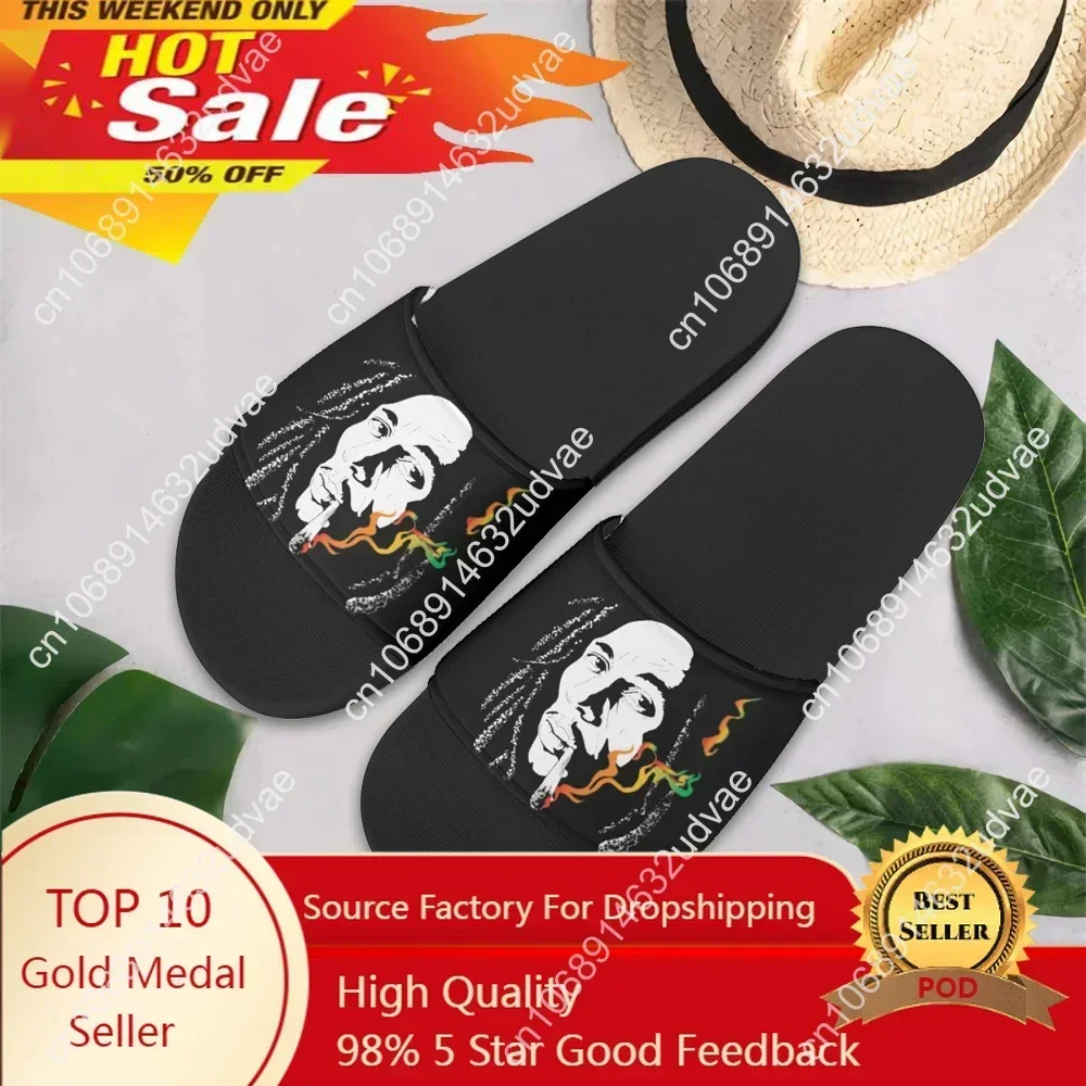 

Bob-Marley Jamacia Reggae Print Men's Soft EVA Home Floor Slides Man Flip Flops Wear-resistant Slippers Unisex Flats