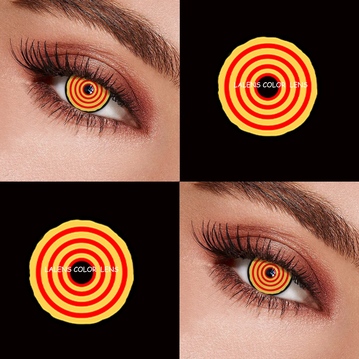 Lalens Gelbe Farbkontaktlinsen 14,5mm 1 Paar Halbjährlich Einweg Weiche Linsen Anime Cosplay Halloween Party Augen-Make-up – Detail 2