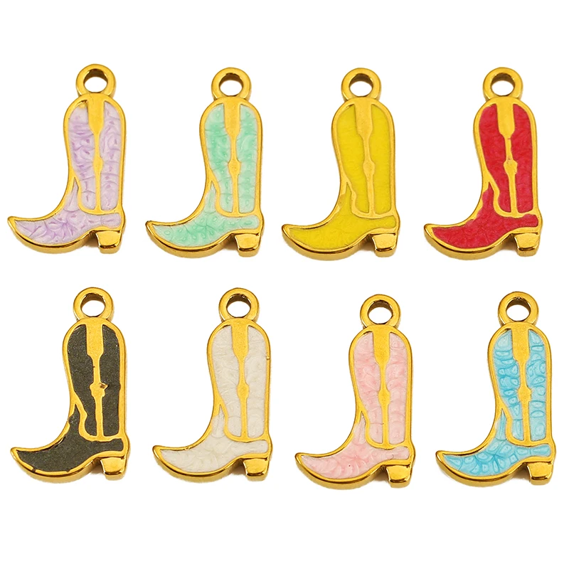 

5pcs Stainless Steel Enamel High Heels Charms for Jewelry Making DIY Necklace Earring Colorful Shoe Pendants Accessorie Finding