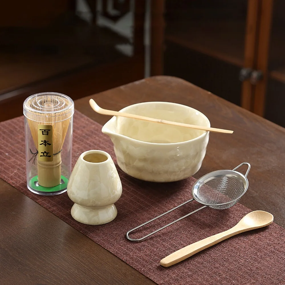 

6 шт., традиционный бамбуковый керамический японский чайный сервиз матча, многоразовая пищевая щетка для перемешивания матча, безопасный венчик матча