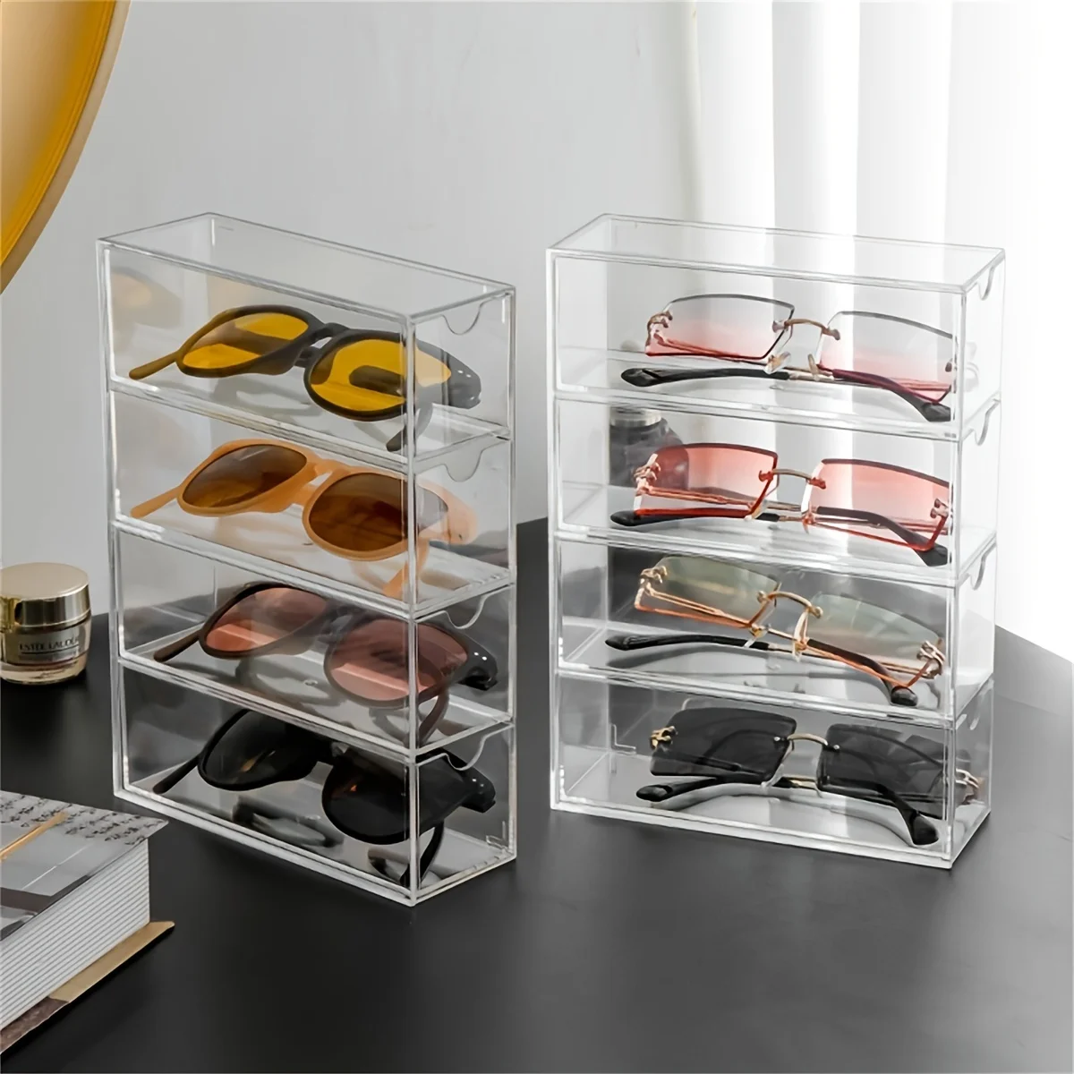 Pack of 1 Acrylic Makeup Organizer with 8 Drawers, Transparent Cosmetic Storage Box for Jewelry Glasses Beauty Essentials