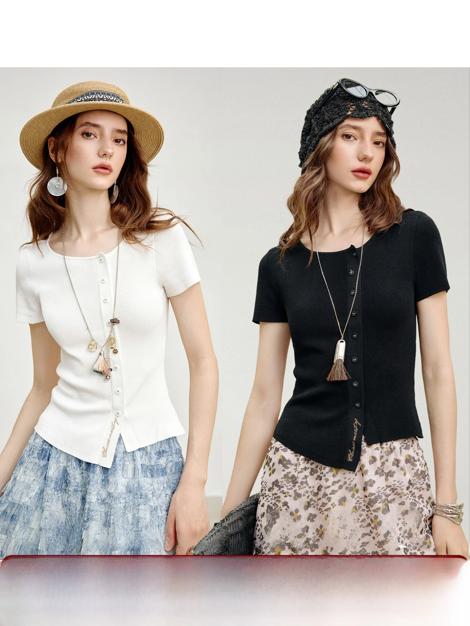 

Трикотажный топ из высококачественной ткани, приятной для кожи, с вышивкой, женский летний повседневный облегающий трикотажный топ