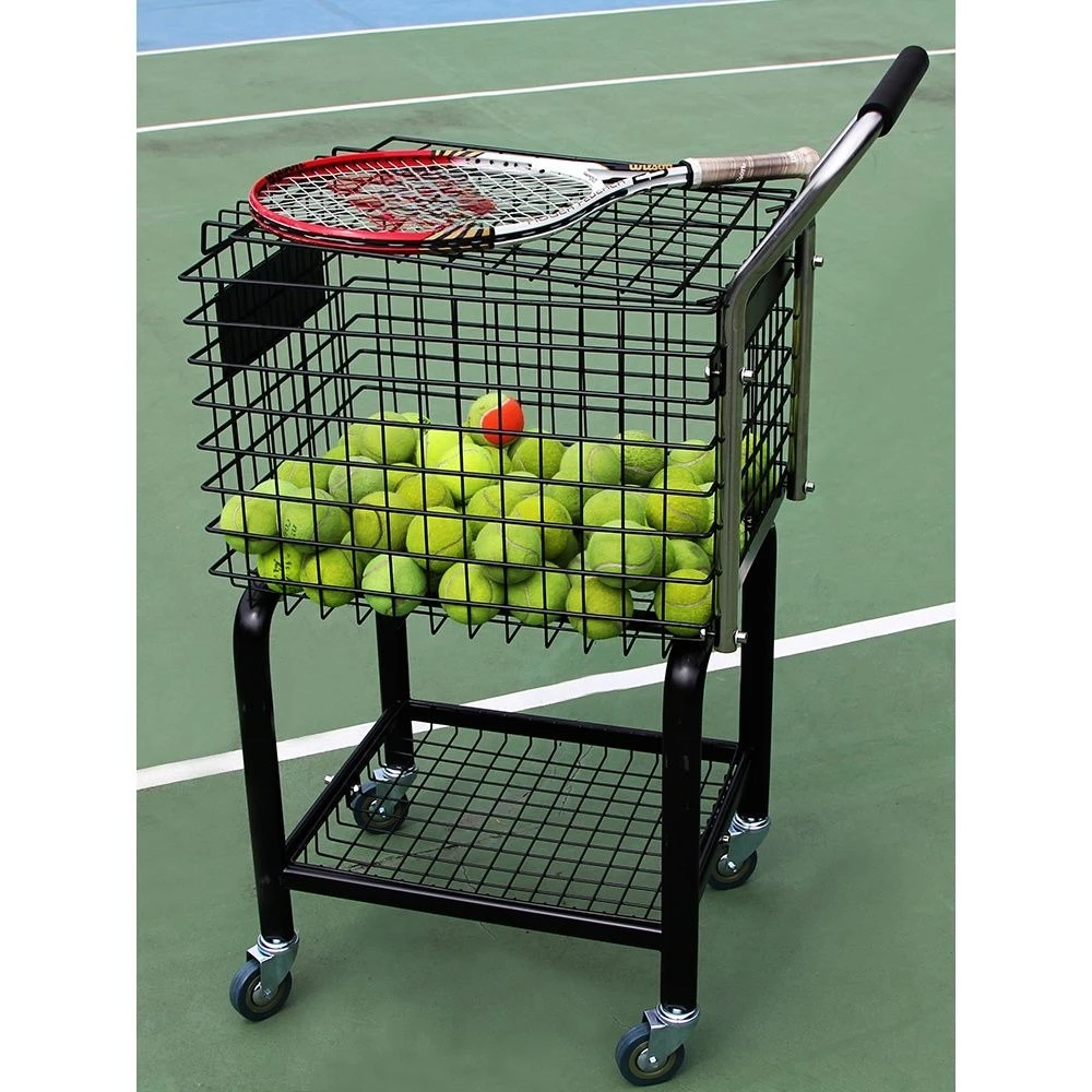 سيارة مدرب التنس AJ002 سلة تنس محمولة مع عربة بعجلات عربة بيك اب قابلة للطي 350 كبسولة