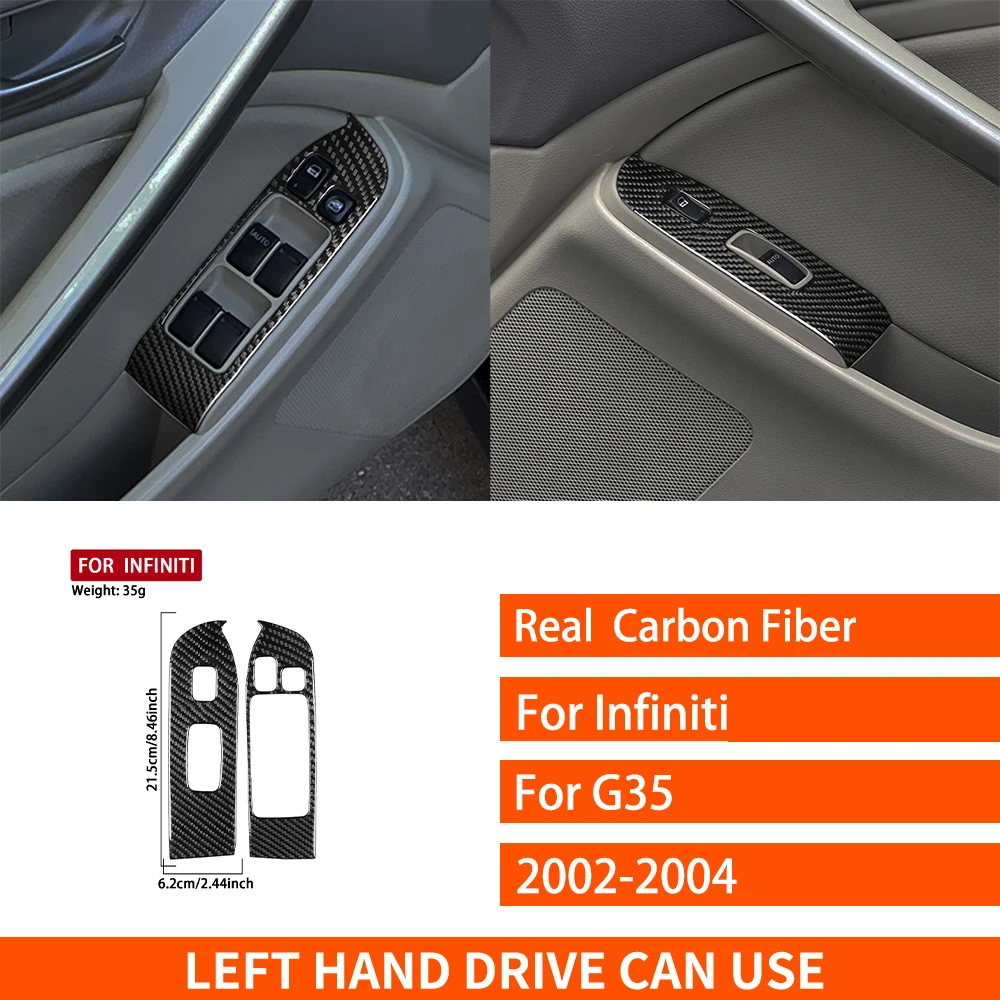 For Infiniti G35 2002-2004 Real Carbon Fiber Stickers Front door window lift control panel Car Accessories Interior decorative