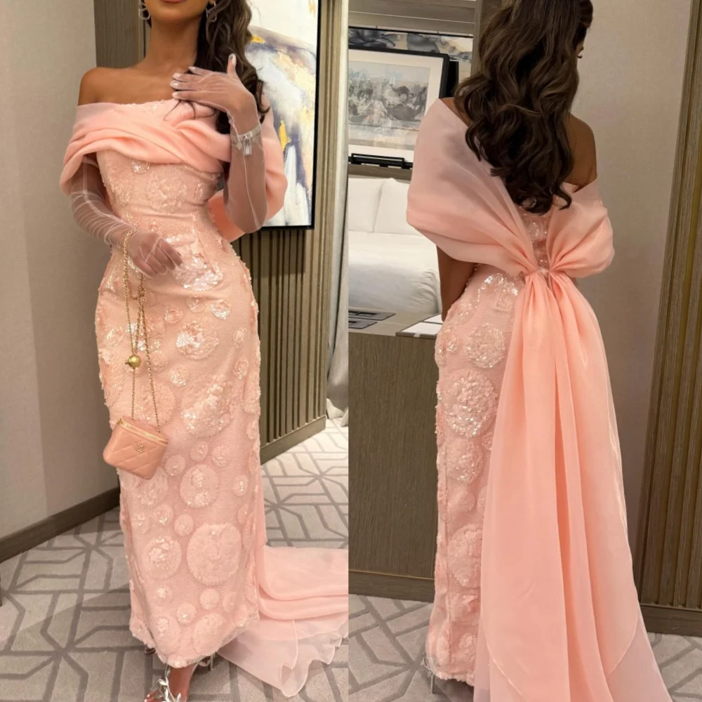 

Exquisite Sparkle Intricate Beading Sequined Straight Off-the-shoulder Midi Dresses Bespoke Occasion Dresses Exquisite Fashion