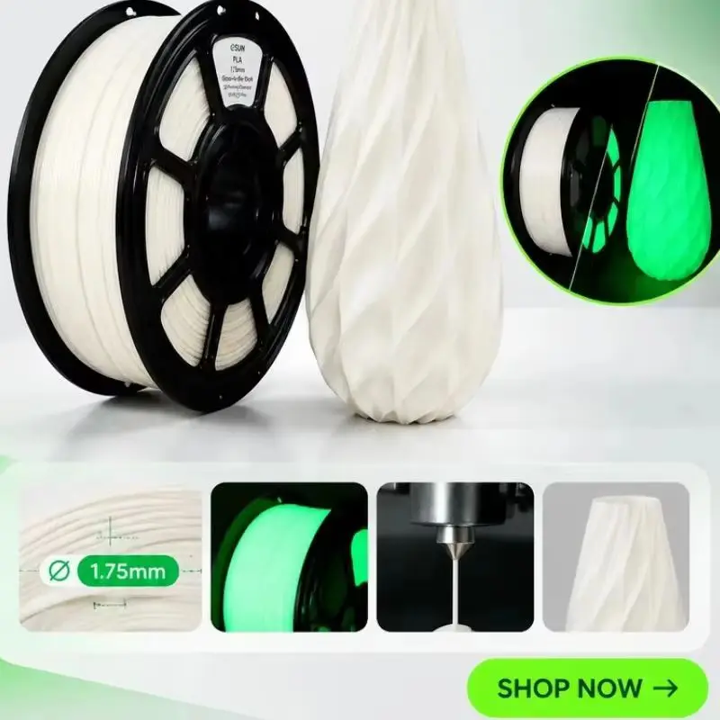 New Luminous PLA 3D Printing Filament 1.75mm 1KG Spool Glow In The Dark Consumable Smooth Printing Universal For FDM 3D Printers