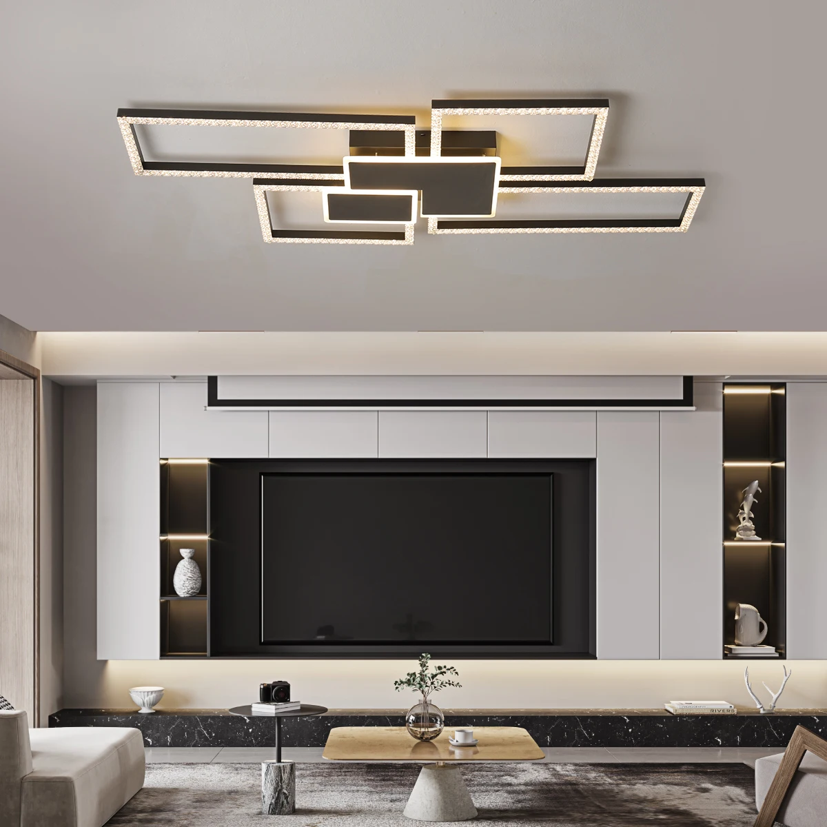 Modern LED chandelier for Living Room Lustre Dining Bedroom Study Ceiling lamps Nordic Square Ceiling Chandelier Light Fixture