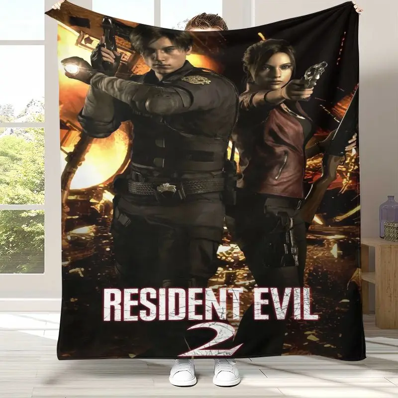 Vintage Game R-Resident Evil Leon Soft Flannel Throw Blanket,Cozy Blanket for Bed,Sofa,Living Room,Picnic,Camping,Home Decor
