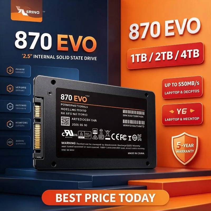870 EVO 2.5 Inch Internal Solid State Drive SATA3 SSD 1TB 2TB 4TB Hard Disk Solid State Drive Laptop Desktop For 2026 Fast SSD