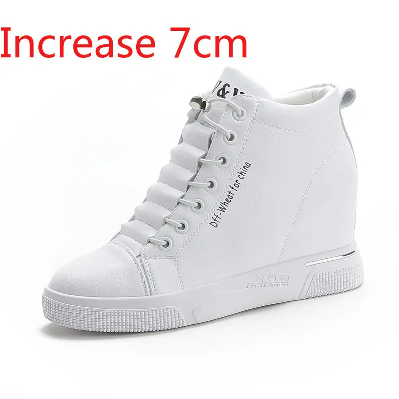 height increasing women's shoes 2026 spring casual shoes Korean version slope follow-up Thick soled zipper travel white shoes