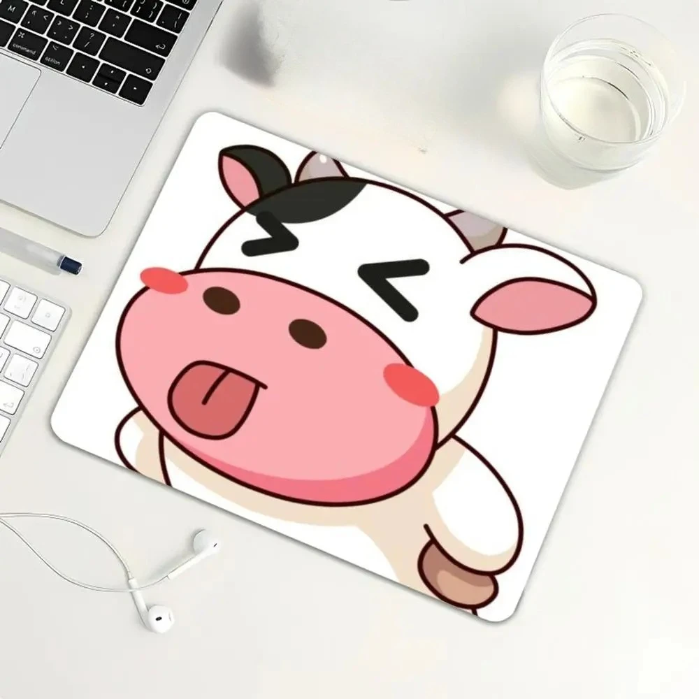 Cute Cat Cow Gesture Pattern Small Mouse Pad Non Slip Rubber Base Desk Mat For Laptop Office Home Decor