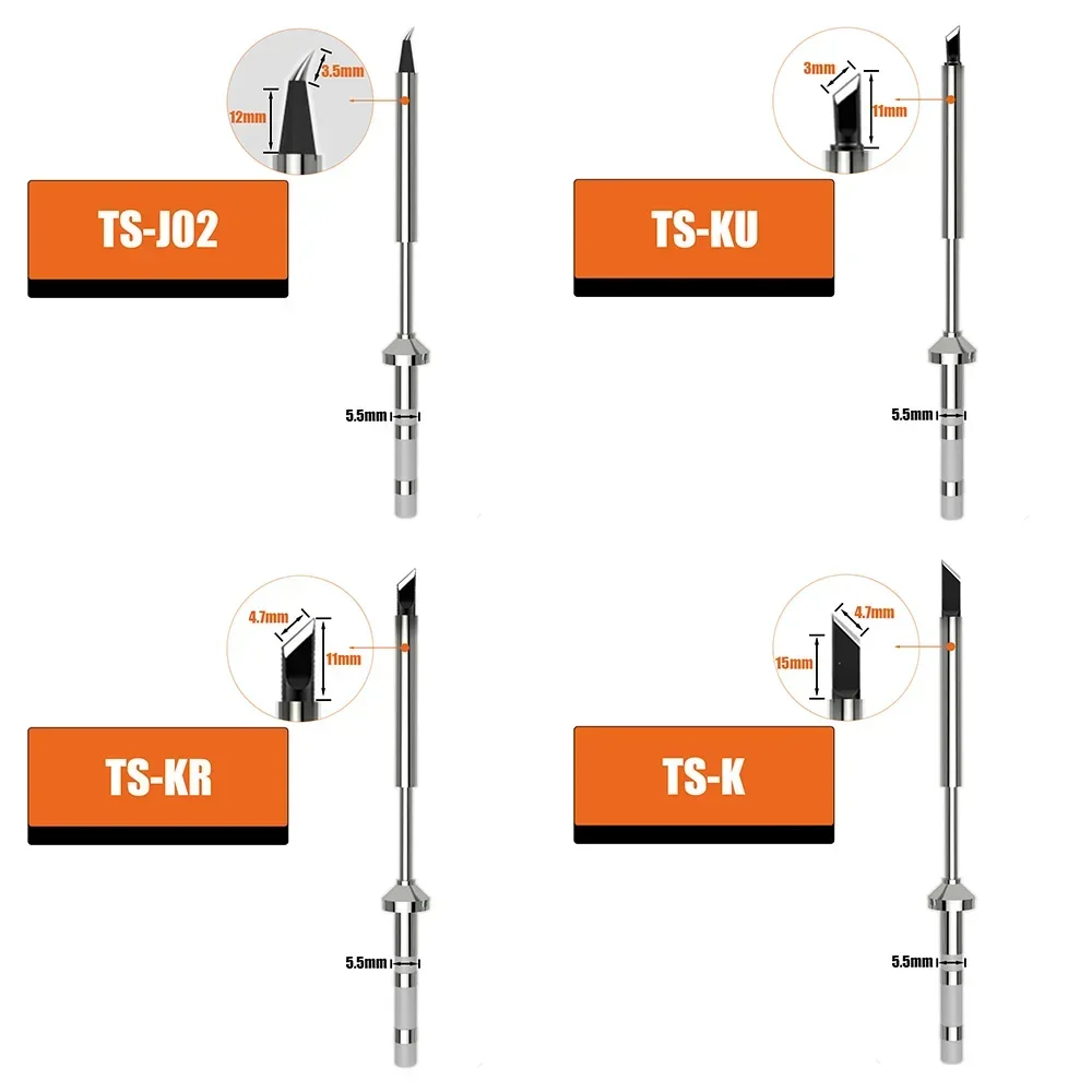 High-quality TS100 TS101 Pine64 Pinecil Replacement Soldering Iron Tip Quick Heating Stable Temperature More Durable TS-B2 BC2