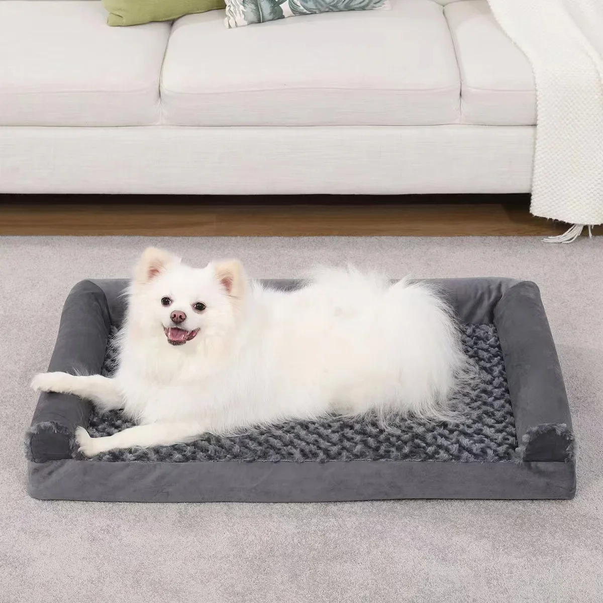 Deluxe Plush Orthopaedic Dog Bed All-Seasons Mattress Large Sustainable Washable Dog Crate Bed for Cats