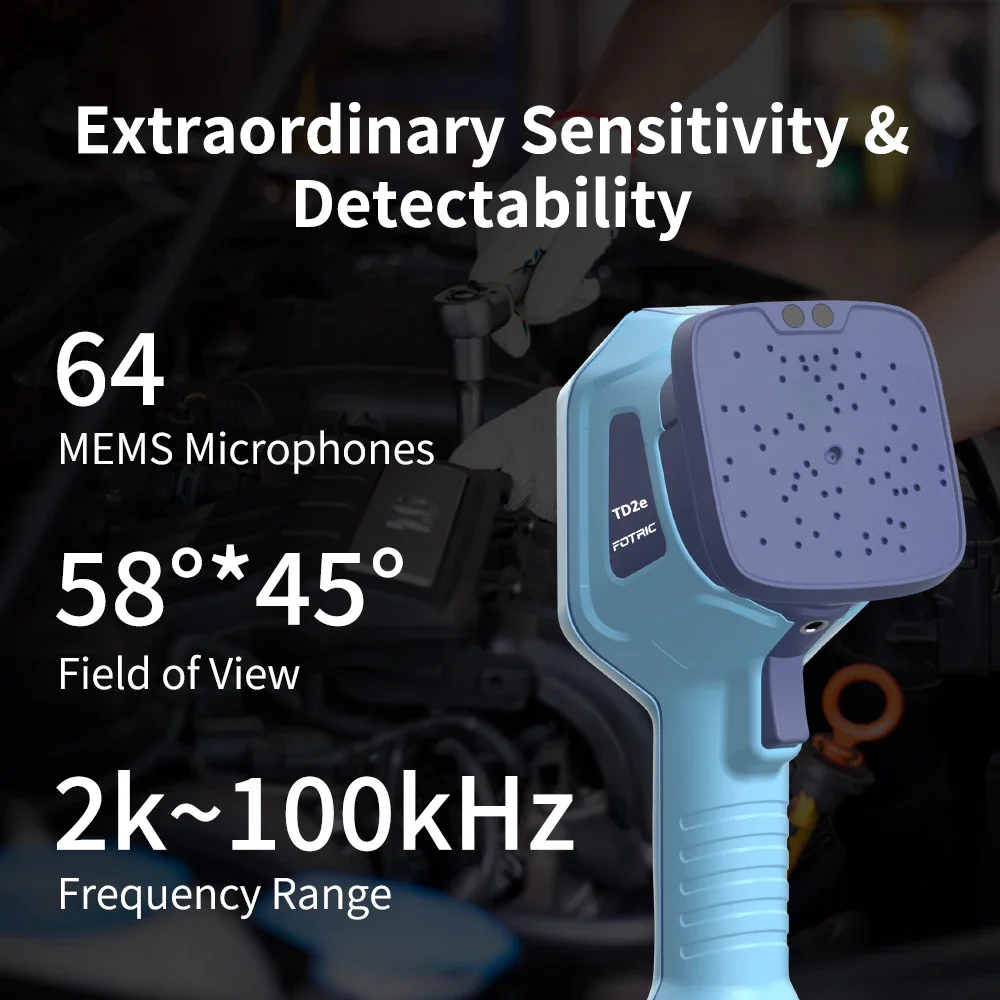 FOTRIC TD2e Acoustic Imaging Camera 64 MEMS 0.3-60m 2kHz-100kHz Ultrasonic Leak Detection Compressed Air Partial Discharge IP54