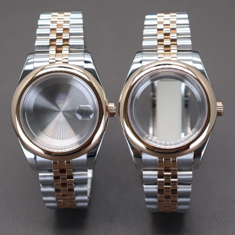 36mm 40mm Rose Gold Watch Cases Straps Sapphire Glass For NH35 NH36 Miyota 8215 Movement 28.5 Dial 316L Stainless Steel oyster