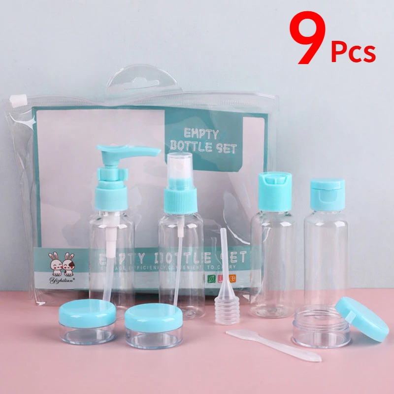 

Travel Portable Refillable Empty Bottle Set Spray Plastic Bottles Cosmetic Essence Shampoo Shower Gel Container Lotion Bottling