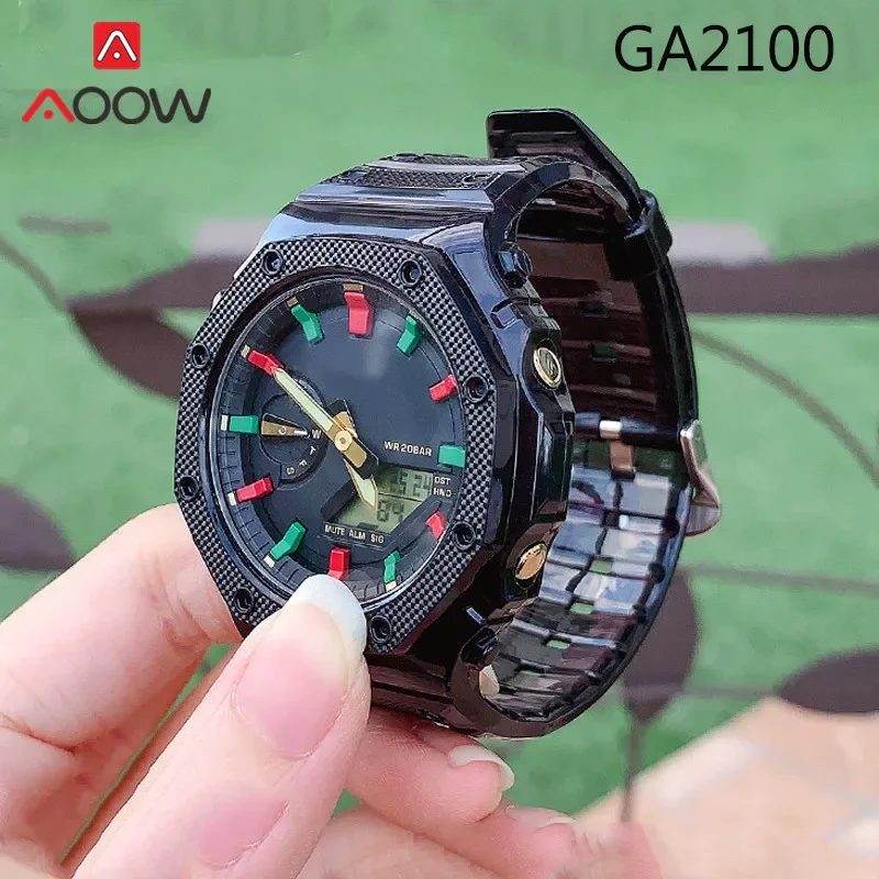 Colorful Resin Sport Strap Bezel for Casio G-SHOCK GA-2100 Transparent tpu Men Replacement Watch Band Protective Case Refit Kit