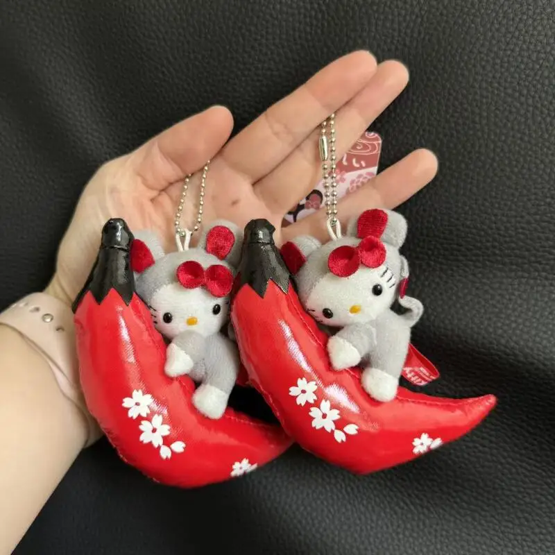 

Популярный брелок-подвеска Sanrio Hello Kitty: средневековая мышка с красным перцем чили, мягкая плюшевая кукла из ПП-хлопка, защита от потери ключей