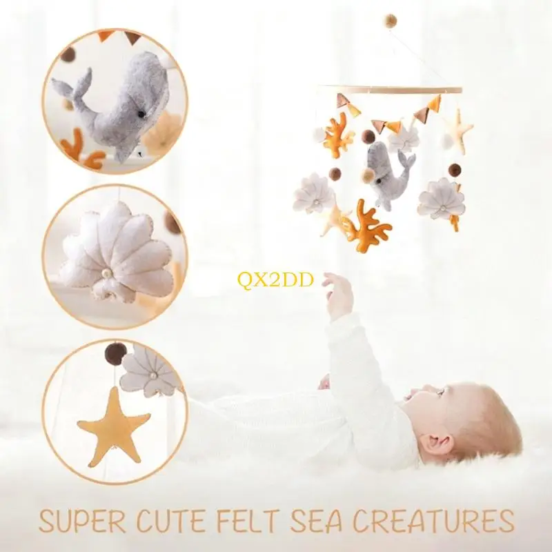 QX2D Baleia Corais Oceano Tema Brinquedo Móvel Berço Do Bebê Para Desenvolvimento Sensorial E Rastreamento Visual