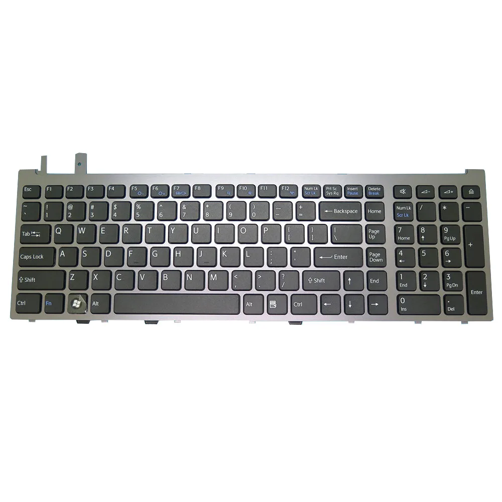 New English US Laptop Keyboard For SONY VGN-AW 53010BE22-203-G FM7 84401528 Black With Gray Frame