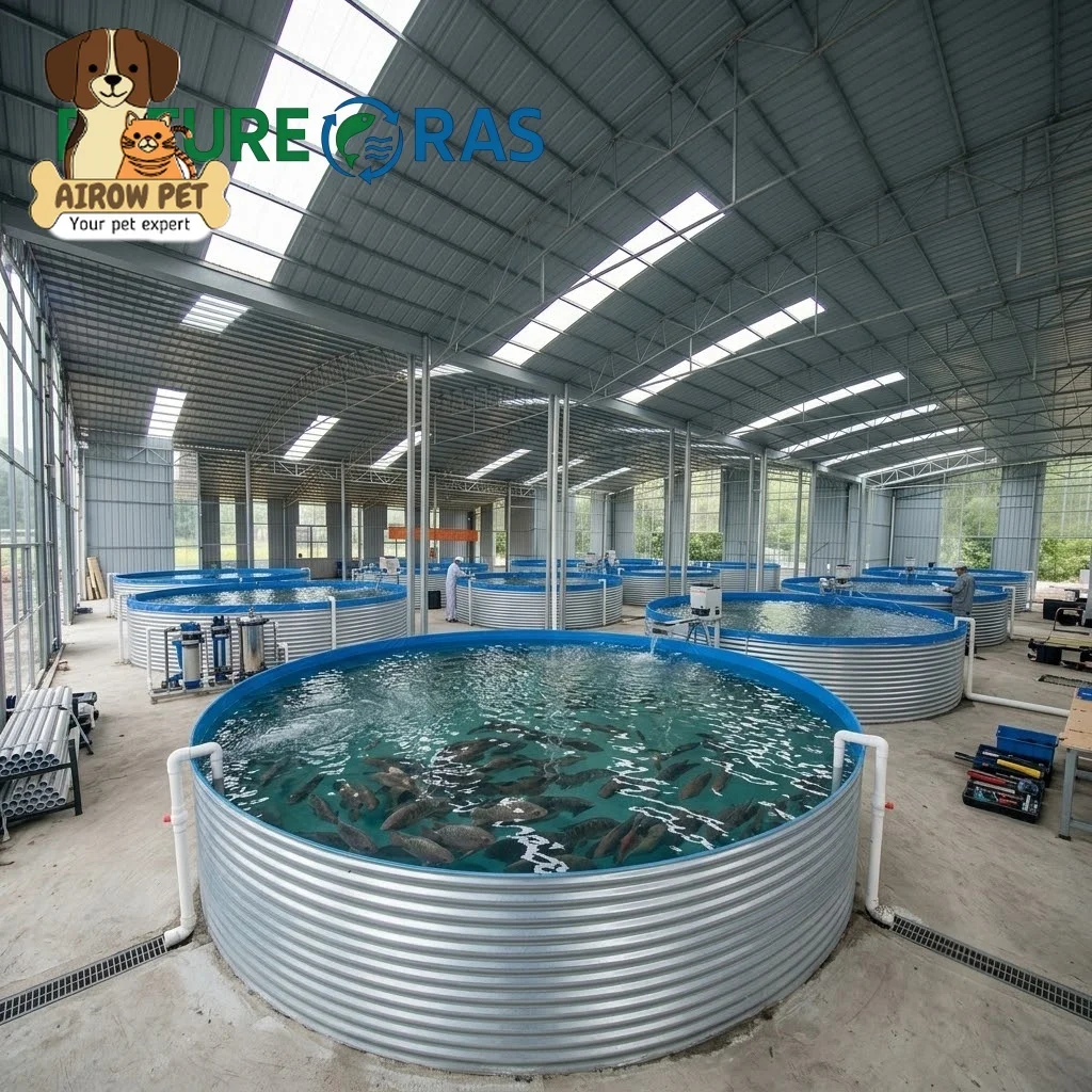AIROW FUTURERAS  5*1.2m Aquaculture Water Storage Tanks Galvanized Steel Fish tank for Indoor Fish Farming