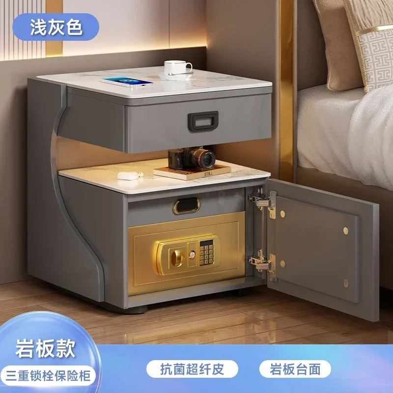 For Wooden With Safe Nightstands Modern Bedroom Light Storage Bedsides Table Smart Bluetooth Speaker  Bedroom Furniture