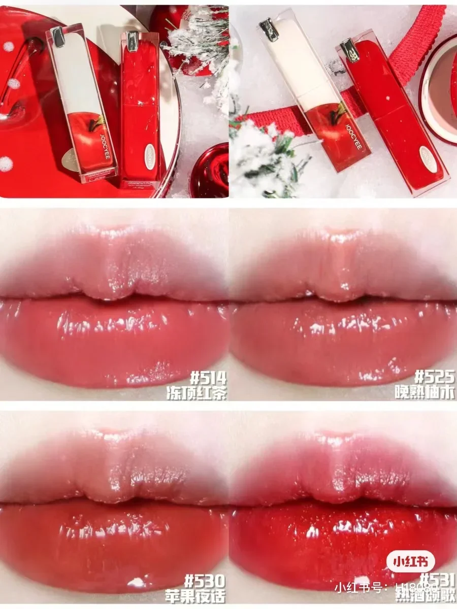 Joocyee I Apple You Collection Szminki Róż Rozświetlacz Puder Utrwalający Wielokolorowa Paleta Róż Matowy Błyszczący Makijaż