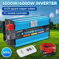 LVYUAN Inverter 5000W 6000W 7000W Pure Sine Wave Remote Control DC12V/24V To AC220V 230V Power Converter EU Socket