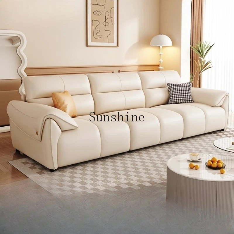 

Modern simple Italian living room size apartment cream style piano keys straight row sofa