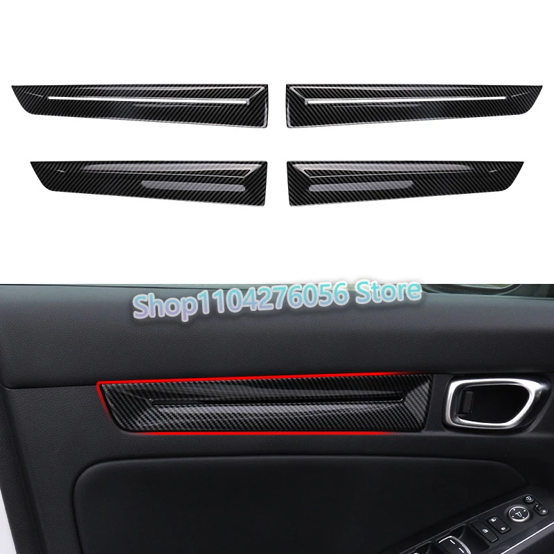 

For Honda Civic 11Th Gen 2022 2023 4PCS Car Inner Door Panel Cover Trim Decorative Interior Accessories - ABS Carbon Fiber