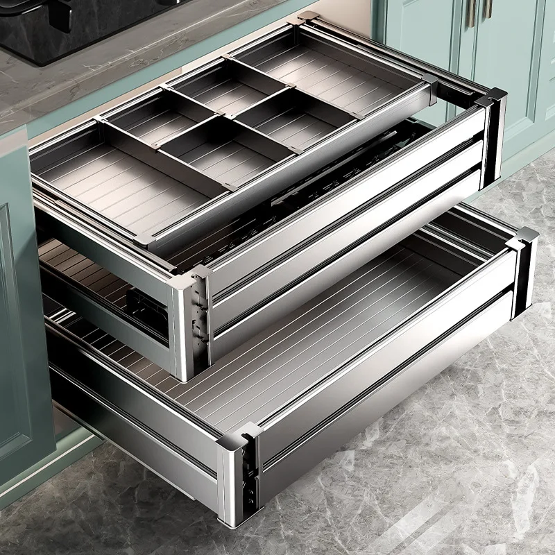 Basket Kitchen Cabinet Cupboard Basket Drawer Dish Cupboard Double Seasoning Flavor Cabinet Chopsticks Built-in Basket