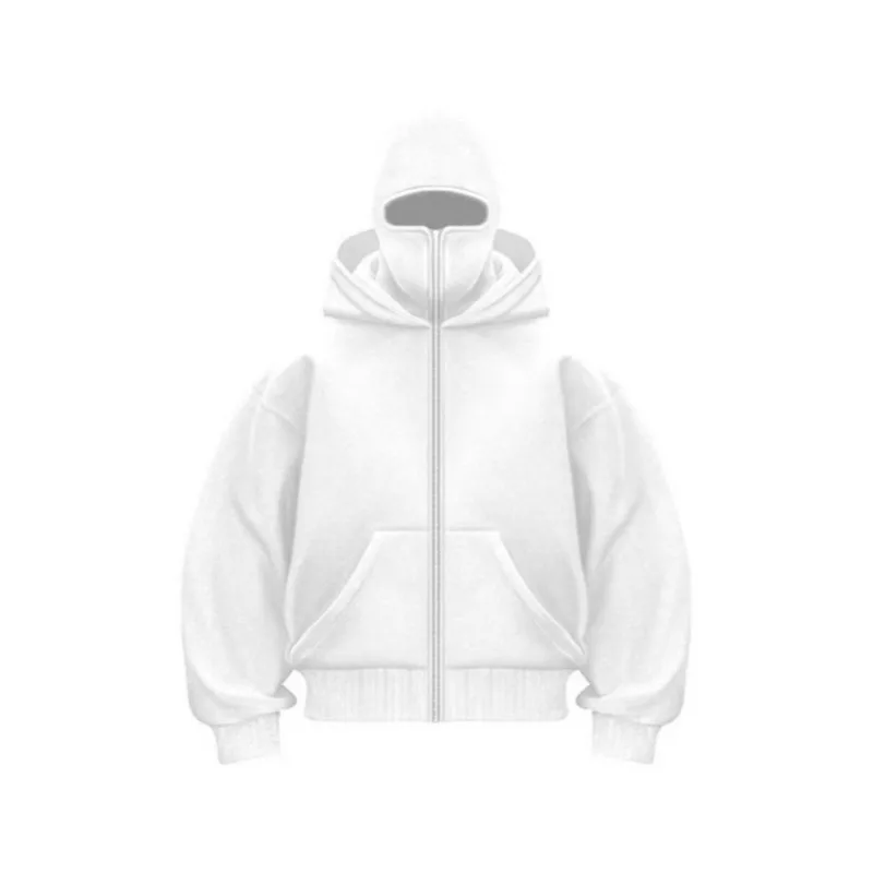 Spring‑Autumn Couple Zip‑Up Hoodie Unique Double Layer Hood Design Loose Streetwear Unisex Casual Outer Coat for Men Women