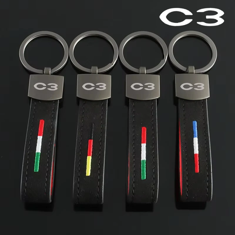 Car Key Chains Suede Key Rings Holder for Citroen C3 Logo XSARA C4 C5 C3 C-elysee C-zero Dyane Auto Keyring Pendant Accessories