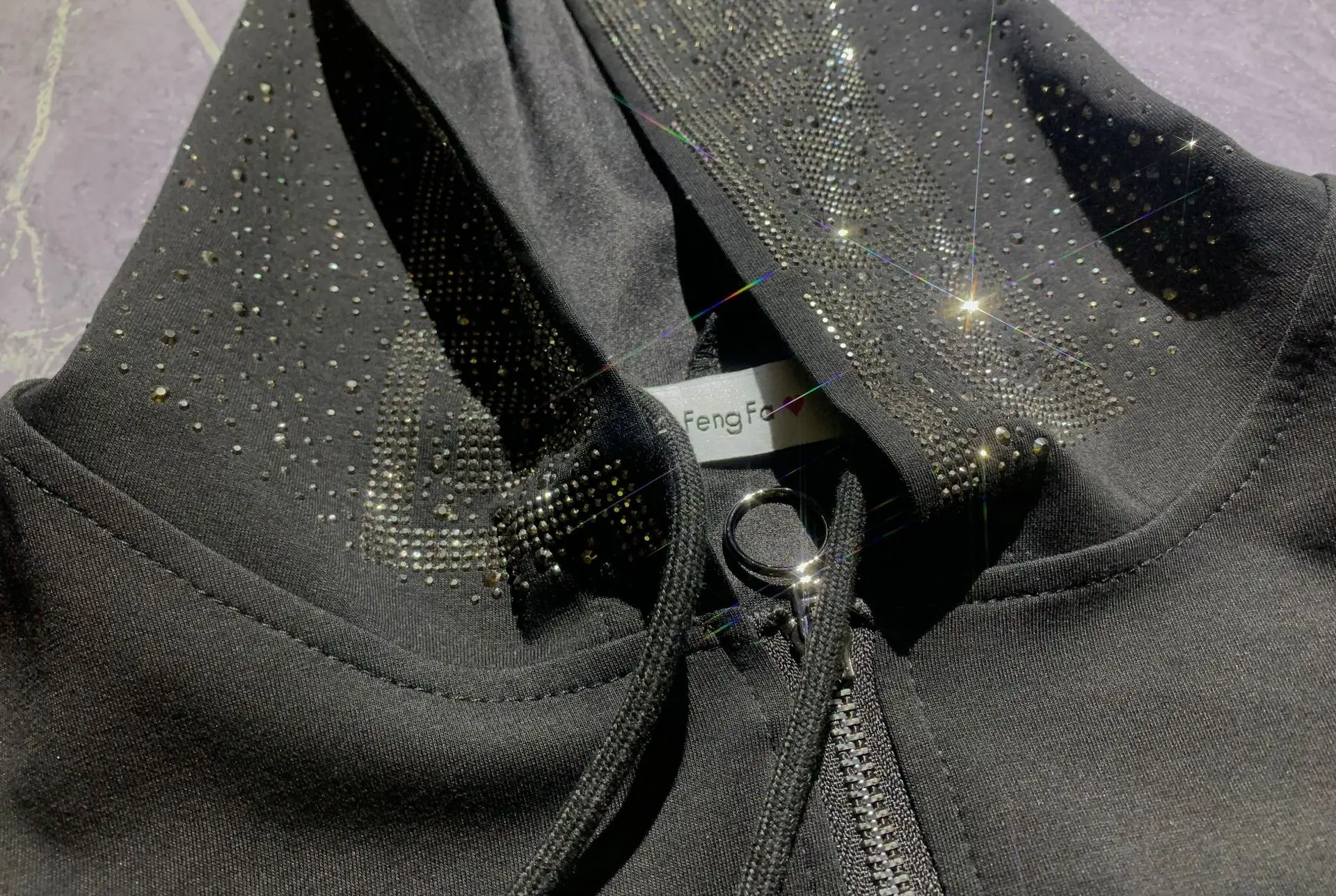 Traje deportivo de otoño para mujer, cárdigan con cremallera, chaqueta con capucha, sudaderas con diseño de diamante caliente, pantalones, ropa informal, conjunto de dos piezas