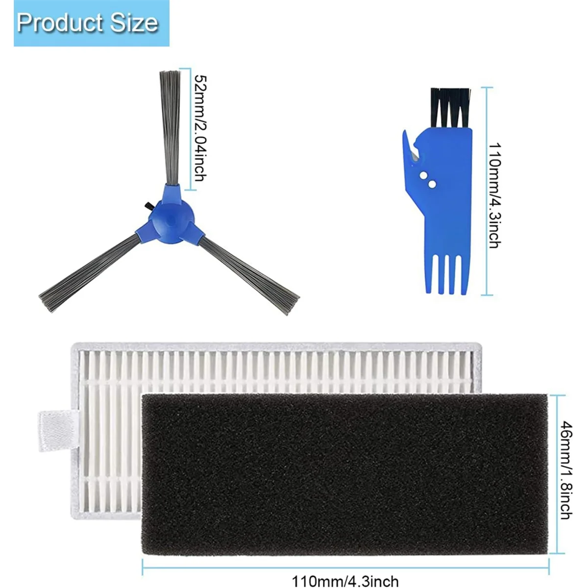 로봇 진공 청소기용 교체 필터 사이드 브러시, RoboVac 11S, RoboVac 12, 15C, 15T, 25C, 30, 30C, 35C