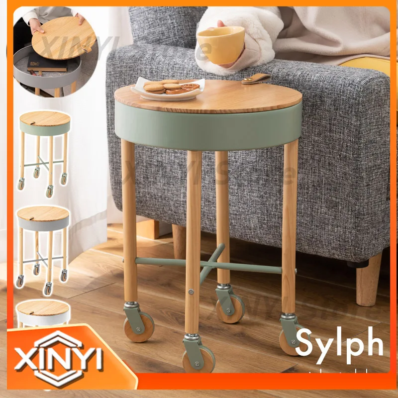 Side Table for Living Room Sofa Corner Table for Bedroom Mobile Bedside Storage Rack for Rental Apartments Snack Organizer
