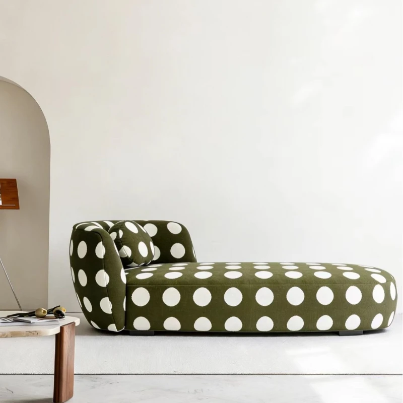 Modern simple polka dot fabric sofa designer hotel room living room lazy sofa recliner chaise longue chaise longue