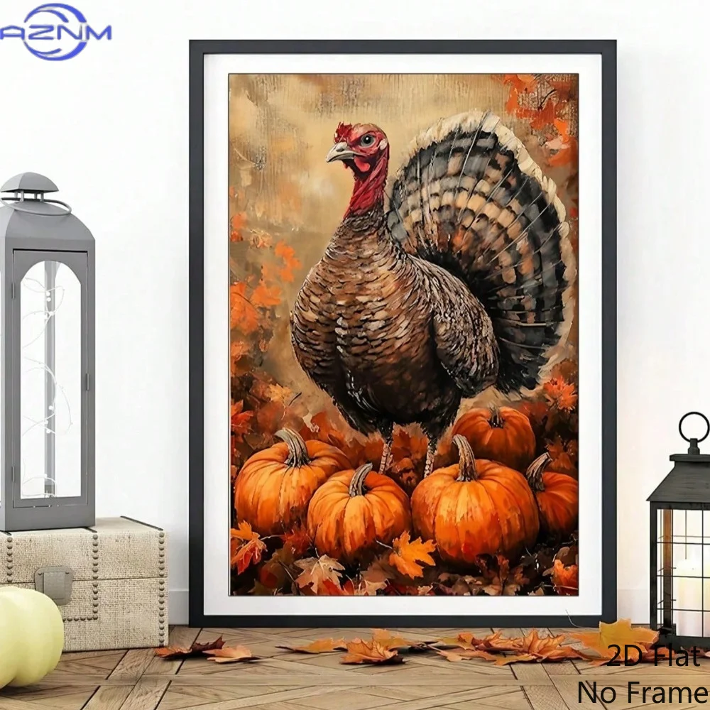 Autumn Pumpkin Canvas Posters, Mural, Sunflower Hanging Prints, Turkey Prints, Harvest Scenery Art Posters, Kitchen Dining Room