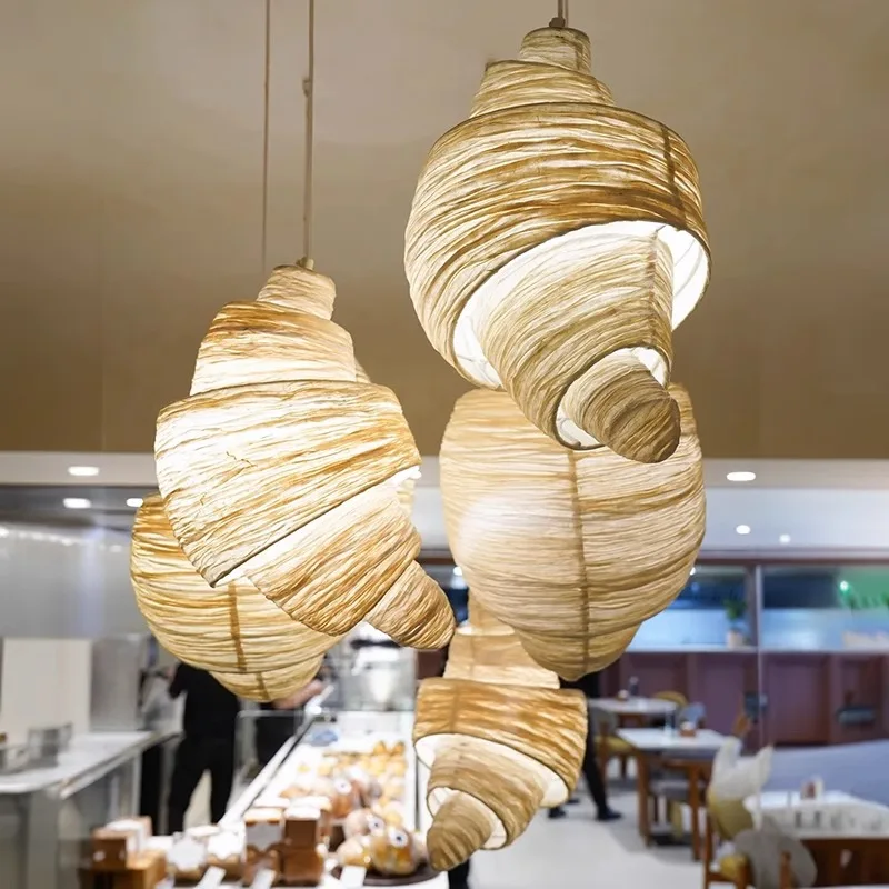 

Creative Croissant Bar Pendant Light Bakery Baking Shop Decor Light Hotel Shop Cloth Chandelier Living Room for Mood Light