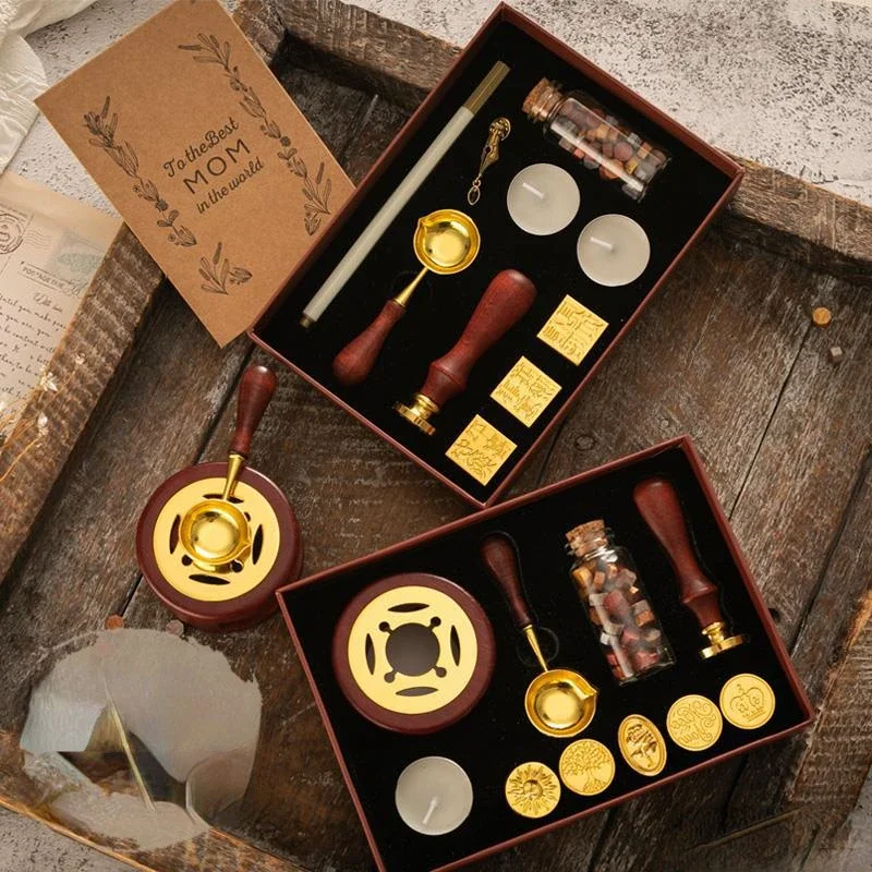 Retro Weihnachten Elch Stempel Kopf Wachs Partikel kreative Siegel Wachs Set Griff Schaufel für DIY Hand Konto Umschlag Dekoration