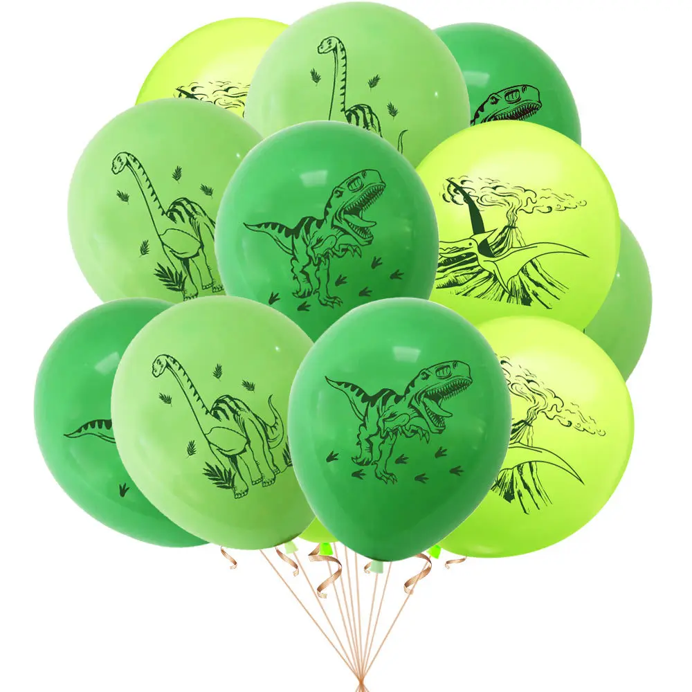 Dinosaurier-Latex-Luftballons, Blumenstrauß, Dino-Dschungel, Geburtstagsparty-Zubehör, Babyparty-Dekorationen, Jurassic-Party, 12 Stück