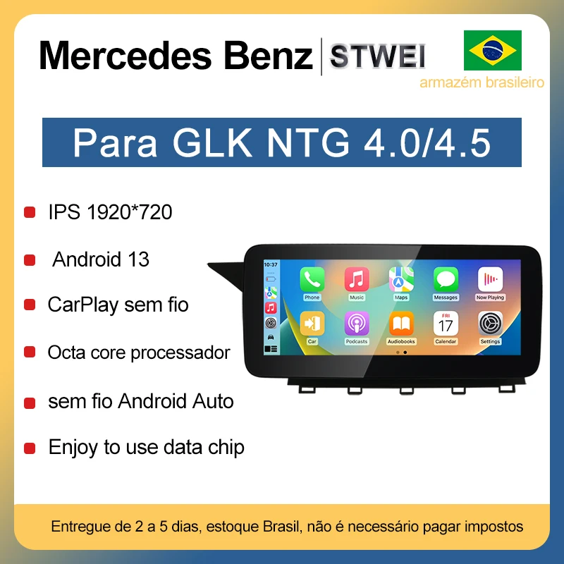 Stwei 2024 novo carro multimídia sem fio android auto carplay 10.25 polegada 12.3 polegada tela para mercedes benz glk x204 2010 2013 2015