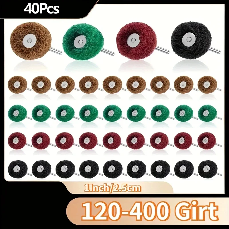 

40Pcs Nylon fiber grinding sanding Head Buffing Polishing set Mini Brush Scouring Pad Abrasive Wheel with 3mm Shank For Dremel