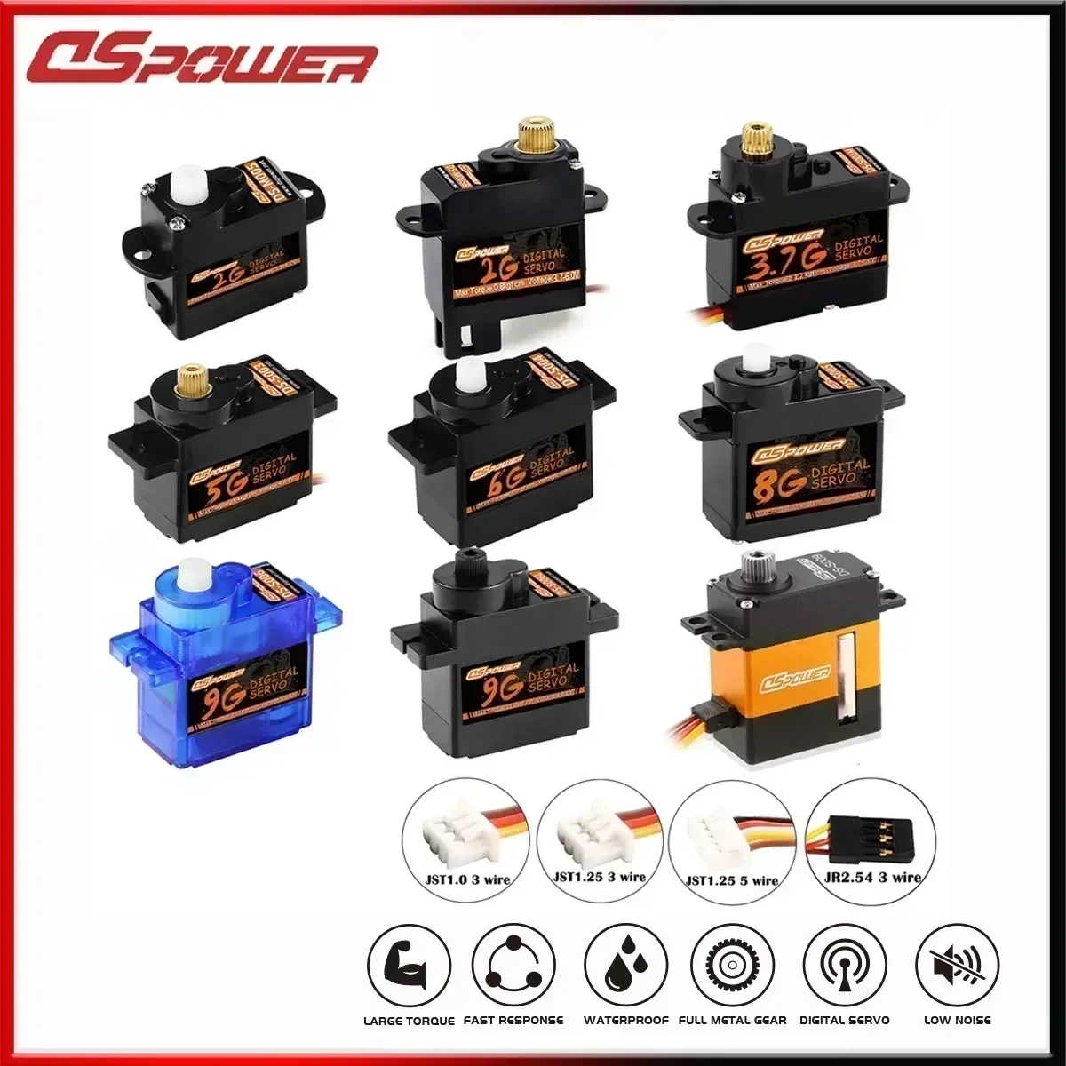 DSPOWER 2g 3.7g 4.3g 5g 6g 8g 9g Micro Digital Servo JR/JST Plug Mini Servos Motor do samochodów RC Akcesoria do robotów samolotów stałopłatowych